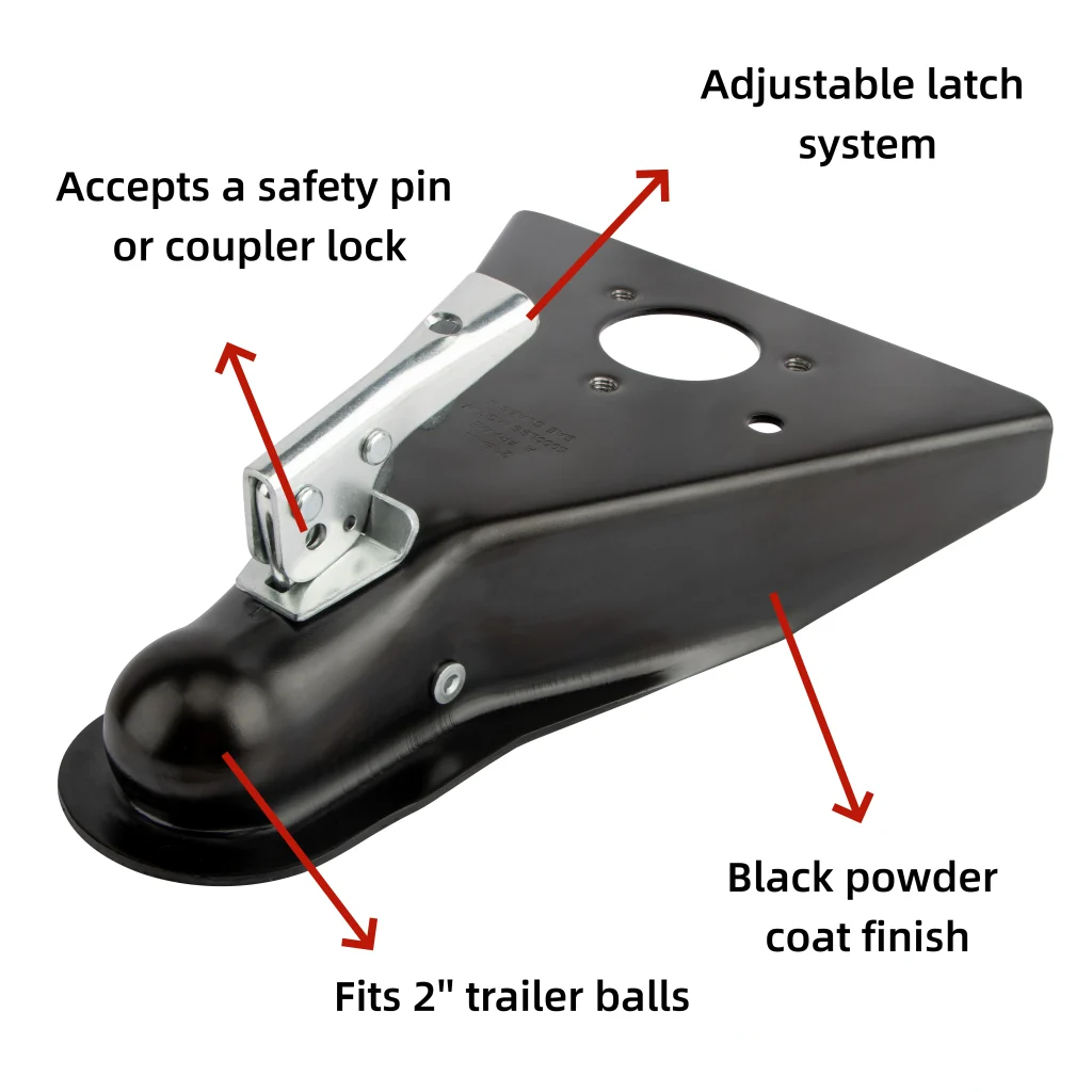2 Heavy Duty Steel Hitch Coupler with Quick Lock Latch System 5000lbs Capacity Class III 2
