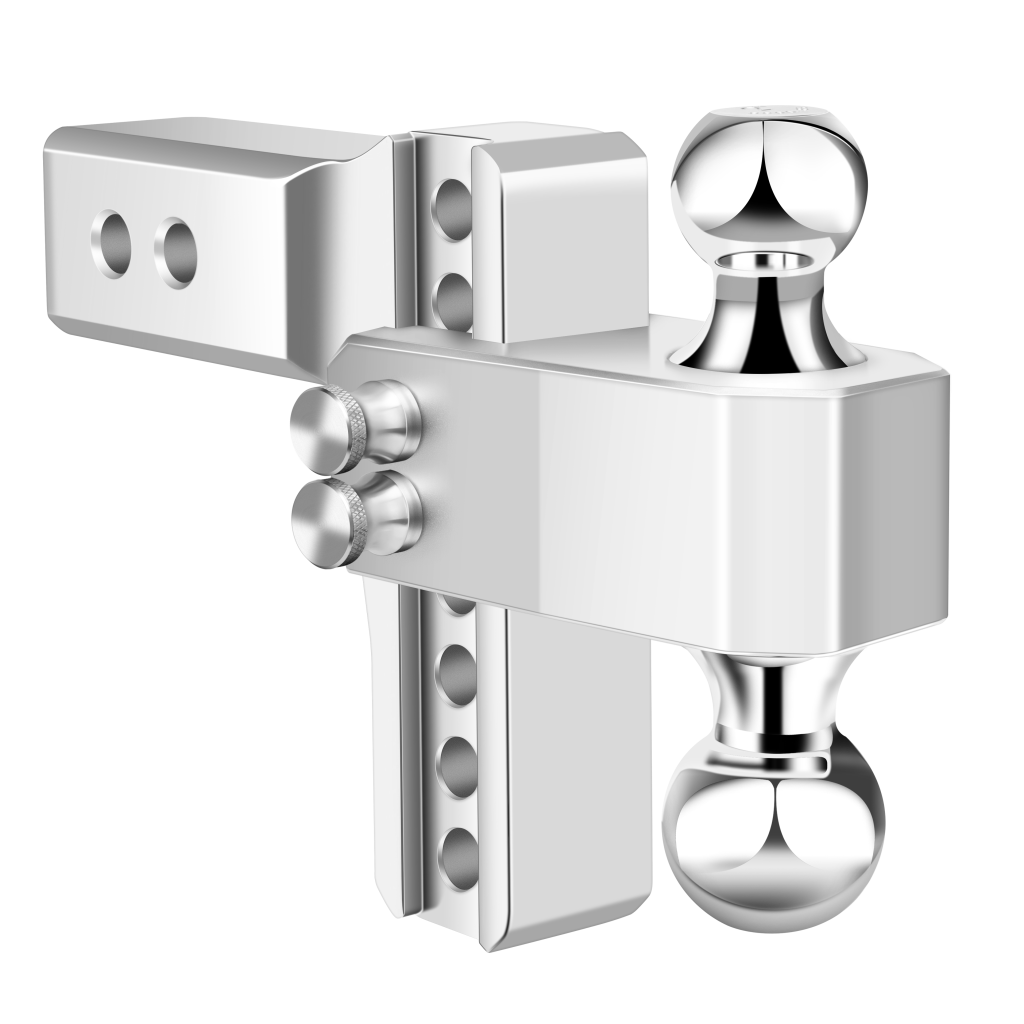 Aluminum Adjustable Trailer Hitch Dual Ball 2″ 2 516″ 4 6 8 10 DropRise Silver Color 2