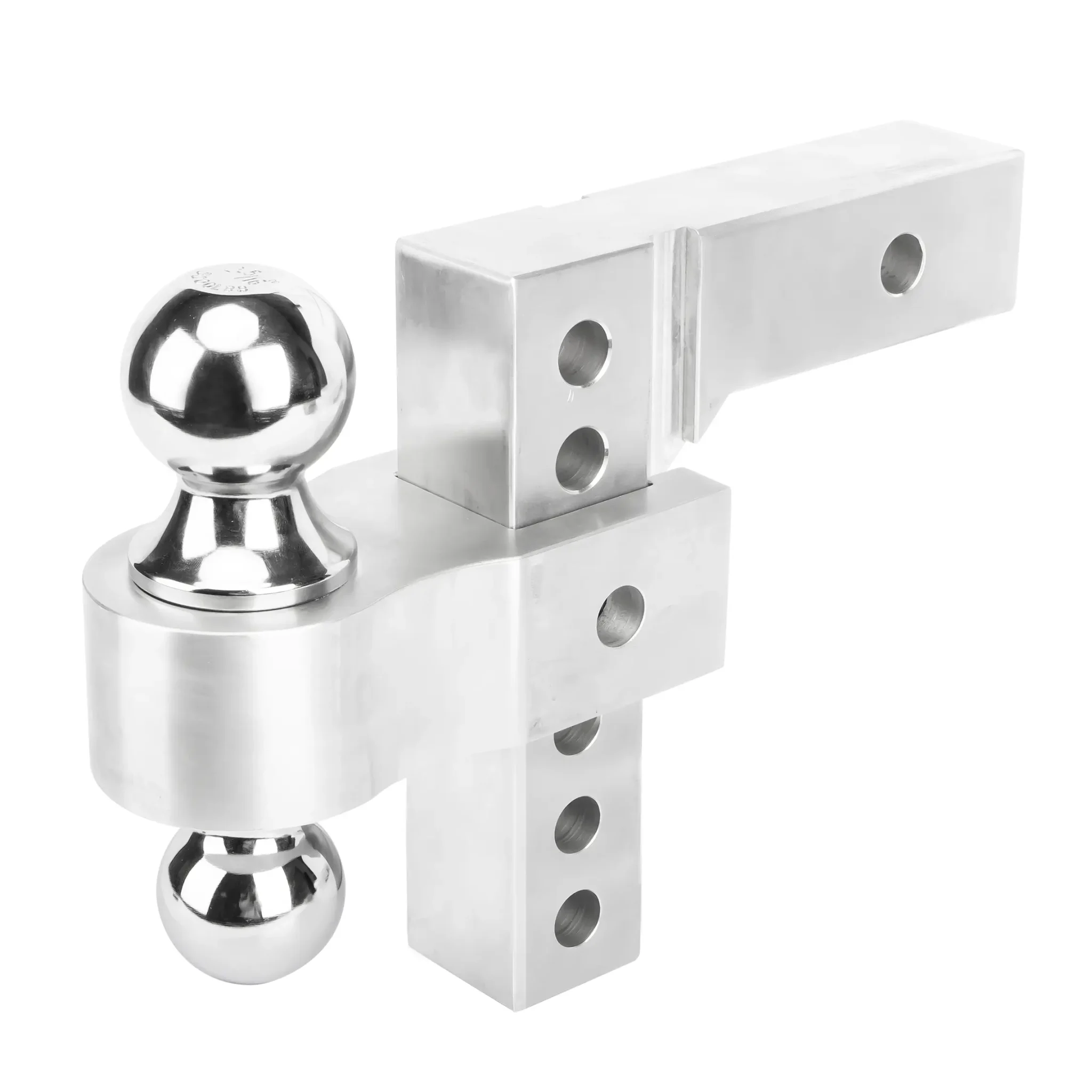 Aluminum Adjustable Trailer Hitch Dual Ball 2″ 2 516″ 4 6 8 10 DropRise Silver Color 2